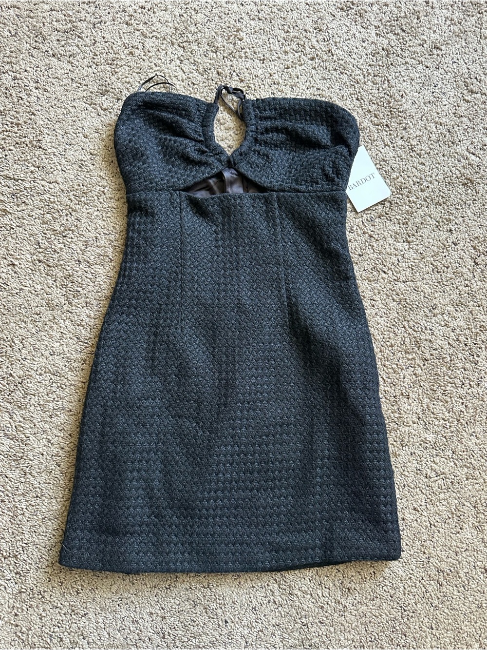 Bardot Black Strapless Keyhole Mini Dress